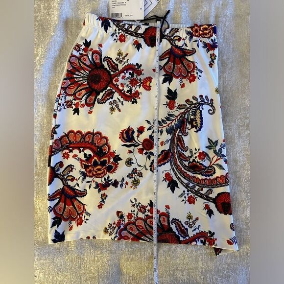 PACO RABANNE Asymmetric Ruched Printed Mini Skirt. White + Multicolor Pattern 00 - Picture 11 of 12